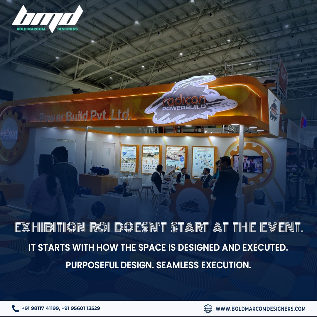 Instagram post of luxury exhibition stall with lighting design